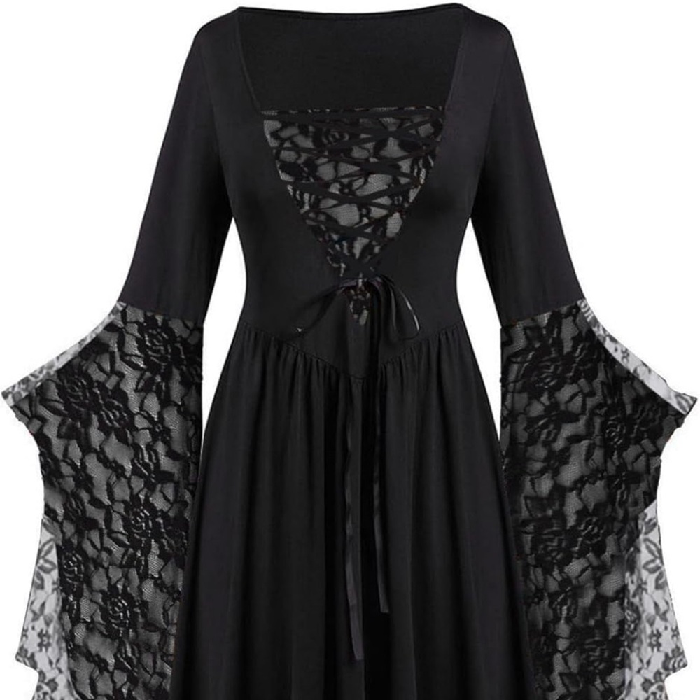 Black/Grey Gothic, Renaissance, Victorian, Lace, costume, fancy dress